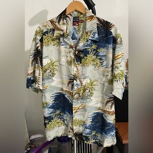 Quiksilver Hawaiian Shirt Mens L Silver Edition short sleeve